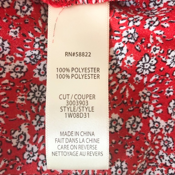 Max Studio Crepe Peasant Blouse Red Floral Print Size 2X - Picture 13 of 16